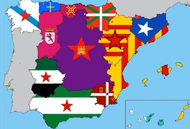 mapa de españa con los movimientos separatistas