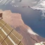 Vista satelital del océano Atlántico entre el archipiélago de Canarias y la costa noroeste del continente africano.