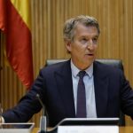 Alberto Núñez Feijóo gesticula durante un discurso en el Congreso de los Diputados.
