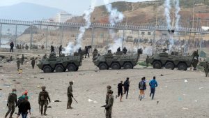 Vehículos acorazados del Ejército de Tierra español desplegados en maniobras de defensa táctica en la plaza de soberanía de Ceuta