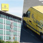 Sede central de Correos con furgones de reparto de correspondencia y votos emitidos.