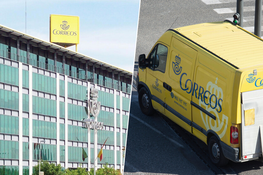 Sede central de Correos con furgones de reparto de correspondencia y votos emitidos.